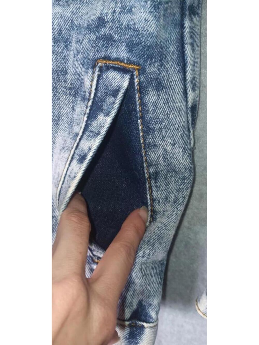Carbon Denim Jean Jacket Mens Size Small Blue Jean Distressed Partial Acid Wash - Picture 12 of 13